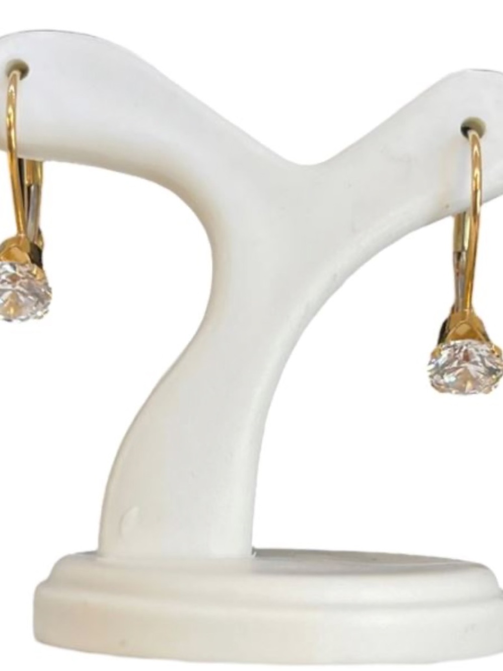 14k Gold & White Topaz Solitaire Earrings